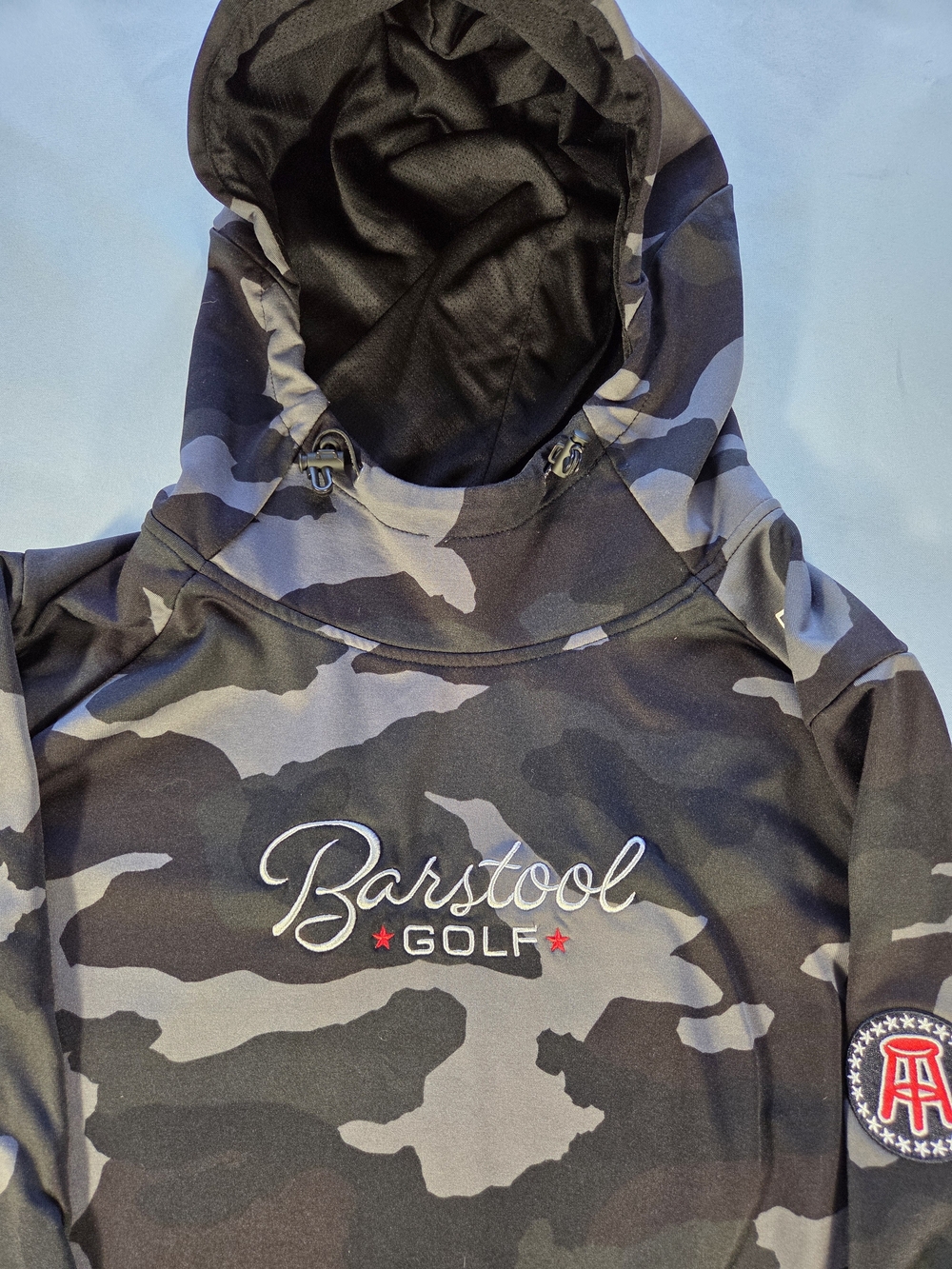 Barstool Golf UNRL Camo Hooded Pullover Jacket Mens XL Gray Black